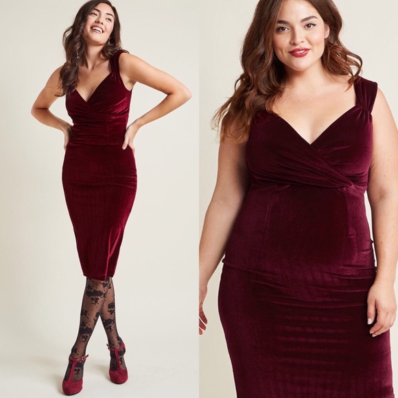 plus size red velvet dress